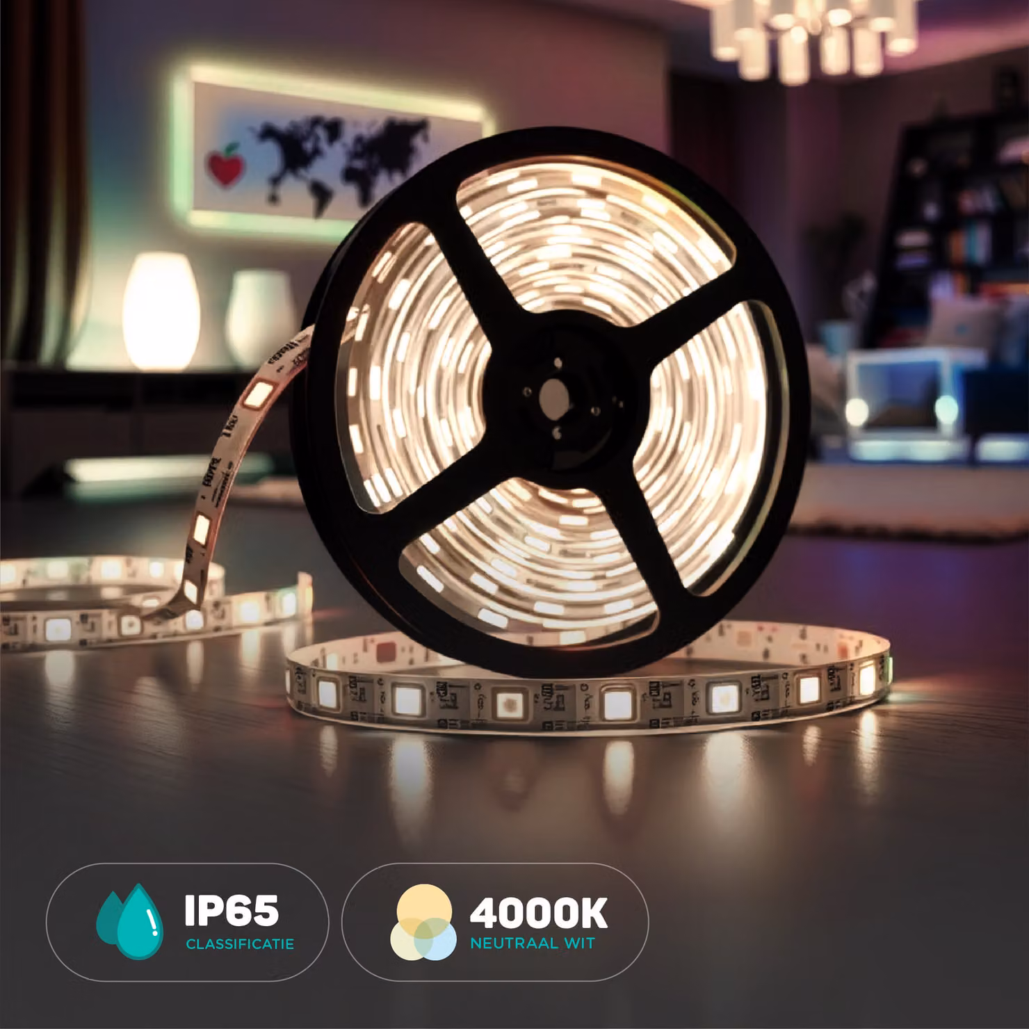 set di 4 luci da bagno a LED, 5760 lumen, bianco freddo, L 150 cm