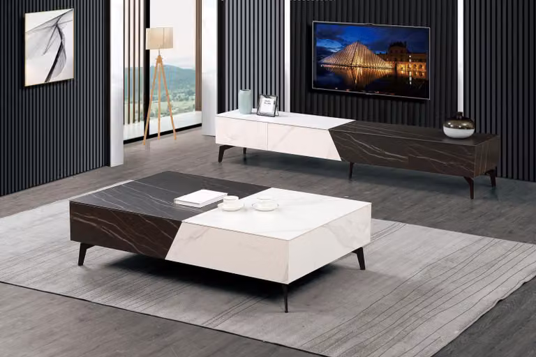 Holztisch Tisch Couchtisch Beistelltisch Sofa Design Wohnzimmer Hochglanz 130x80