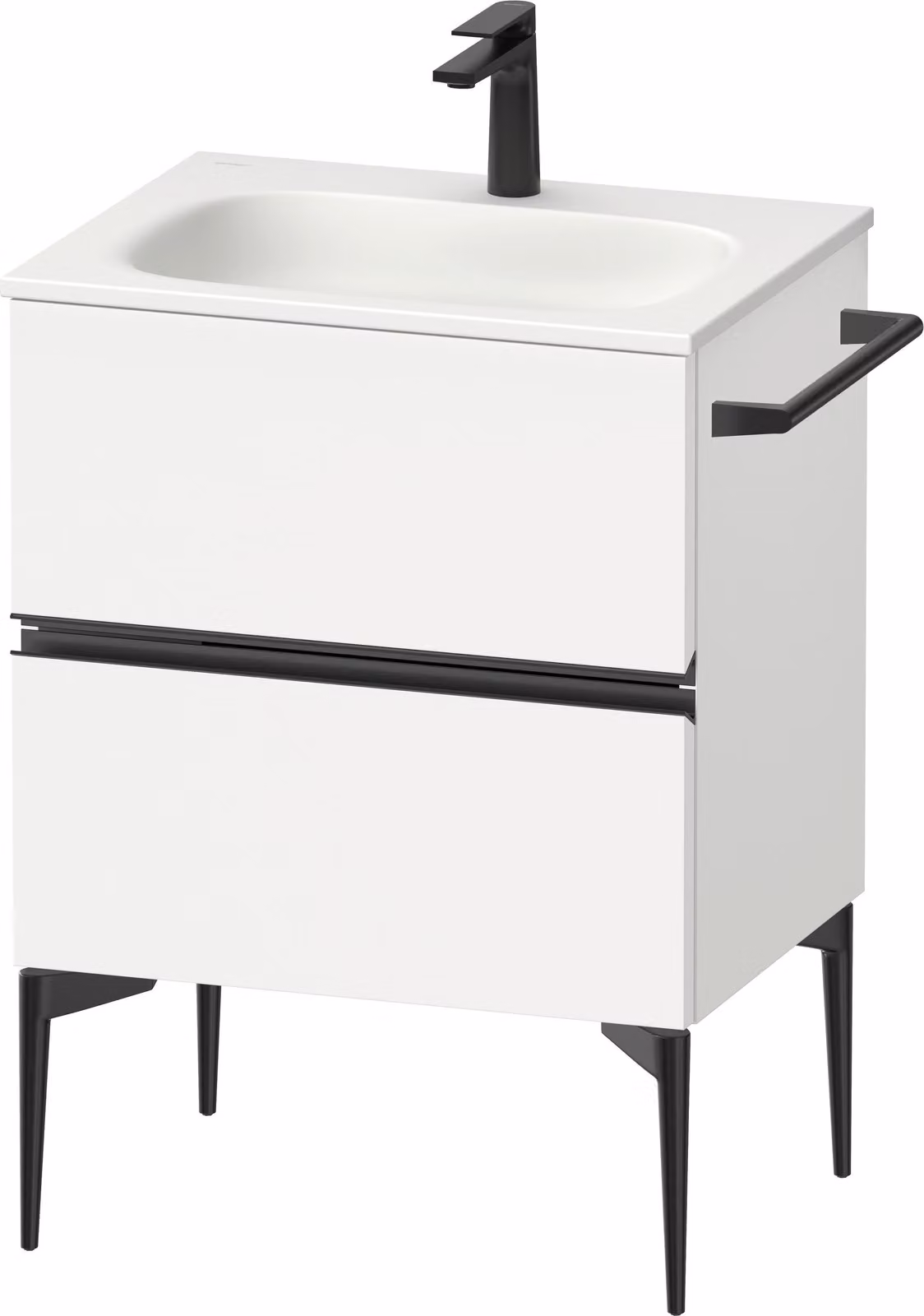 Duravit Sivida Meuble sous-lavabo, 2 tiroirs, poignée encastrée noir diamant mat, 610x477x592mm, pour Sivida, SV46500BD180000, SV46500BD180000