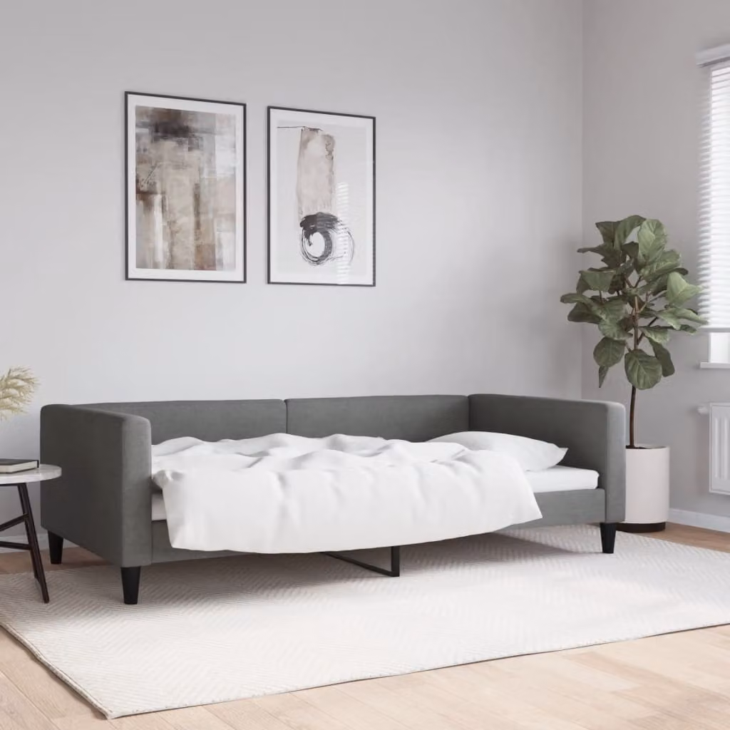 Maison Exclusive - Letto a giorno, colore grigio scuro, 100x200 cm, tessuto