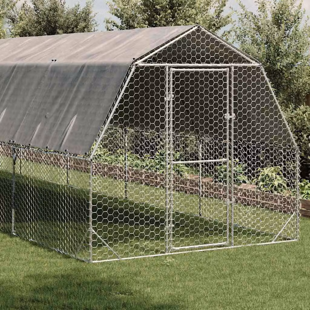 vidaXL Recinto per Polli con Tetto 2,5x8x2,25 m in Acciaio Zincato