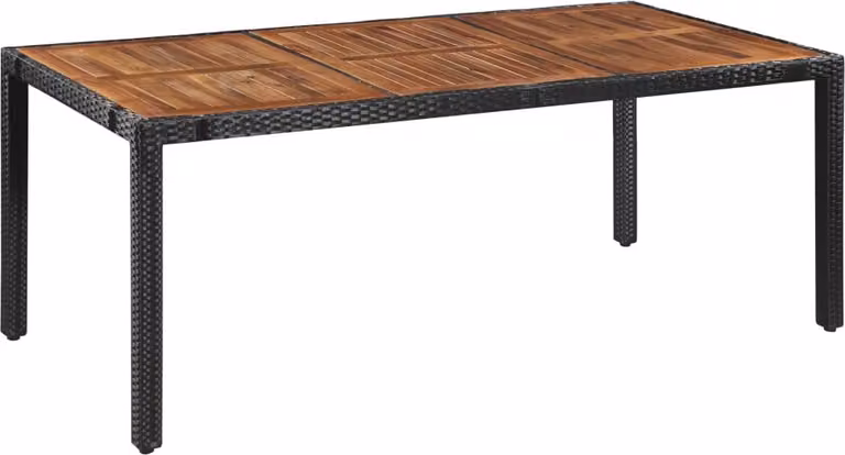 Set da Pranzo da Giardino 9 pz in Polyrattan e Acacia Nero
