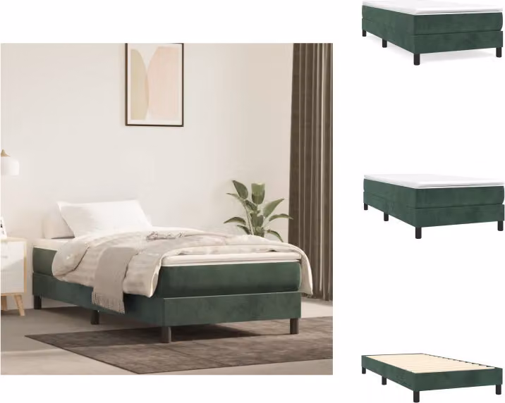 vidaXL Letto a molle verde scuro 90x200 cm in velluto - Letti e strutture letto