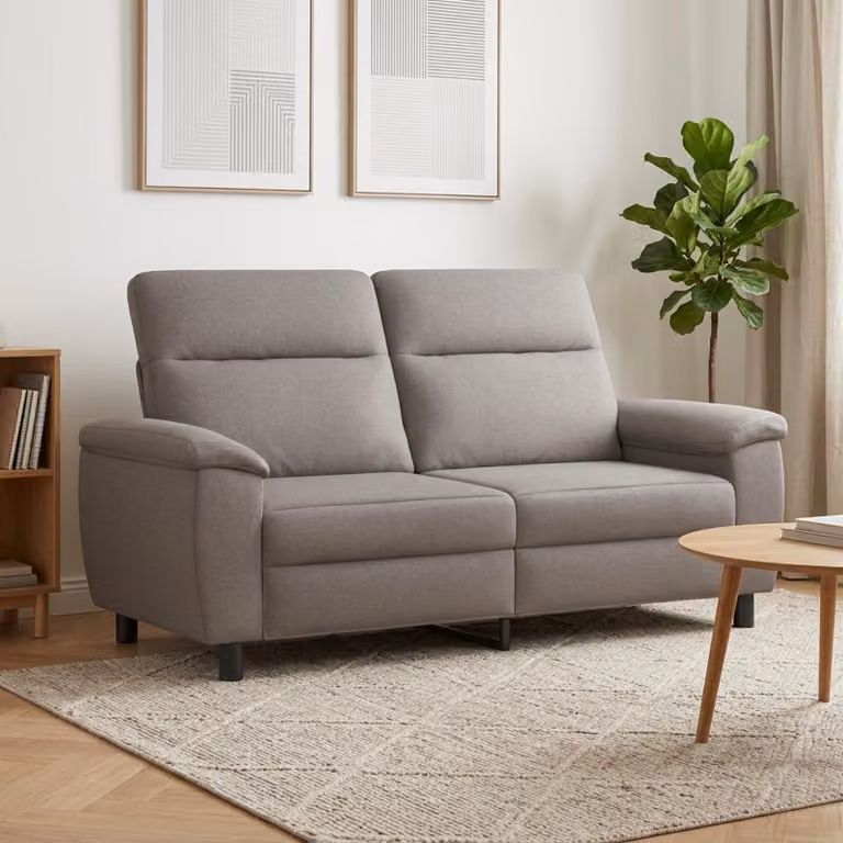 Divano moderno vidaXL in tessuto beige e grigio con struttura in metallo L/P/H: 178 x 90 x 95 cm