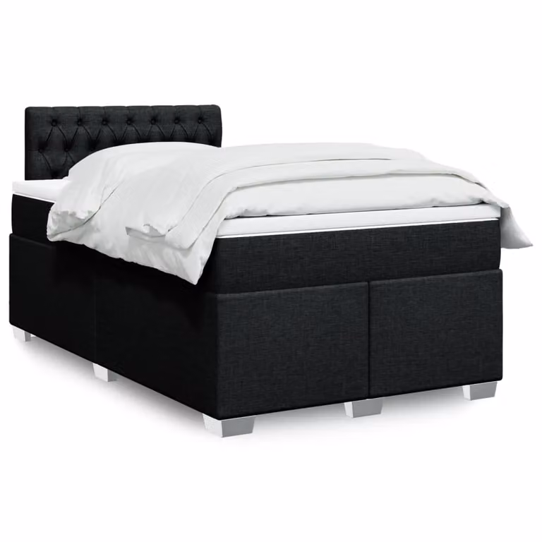 vidaXL Giroletto a Molle Ibrido con Materasso in Tessuto Nero e Bianco L/P/H: 120 x 200 x 100,5 cm