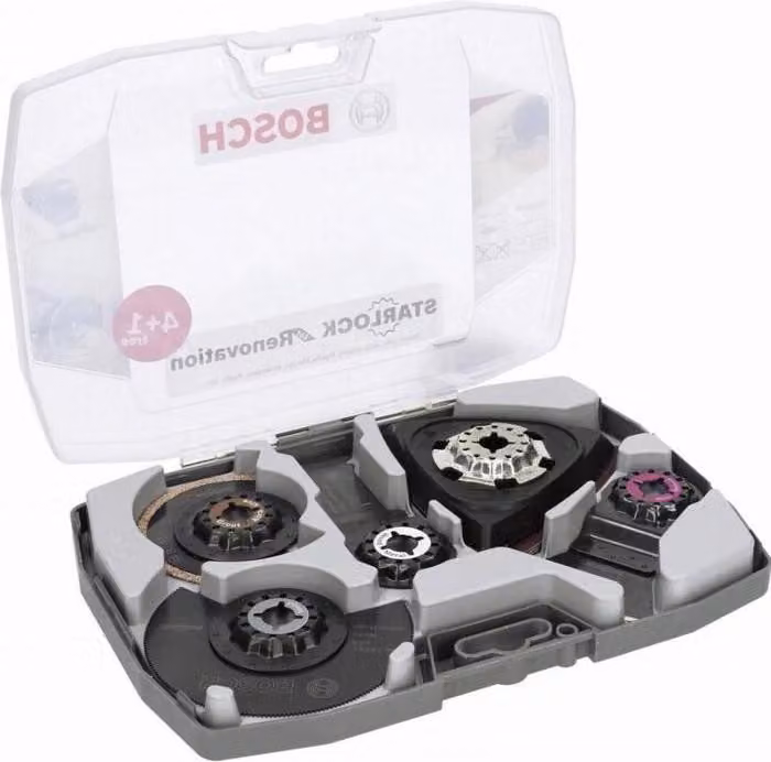 Set lame Starlock BOSCH Ristrutturazione, 5 pezzi, AIZ 32 APB, ACZ 85 EC, ACZ 70 RT5, ATZ 52 SC, AVZ 93 G, Fogli abrasivi