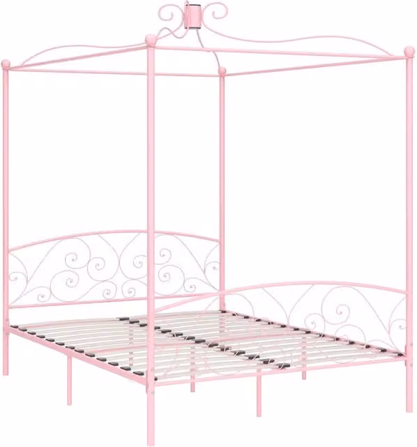 Giroletto a Baldacchino Rosa in Metallo 180x200 cm 284491