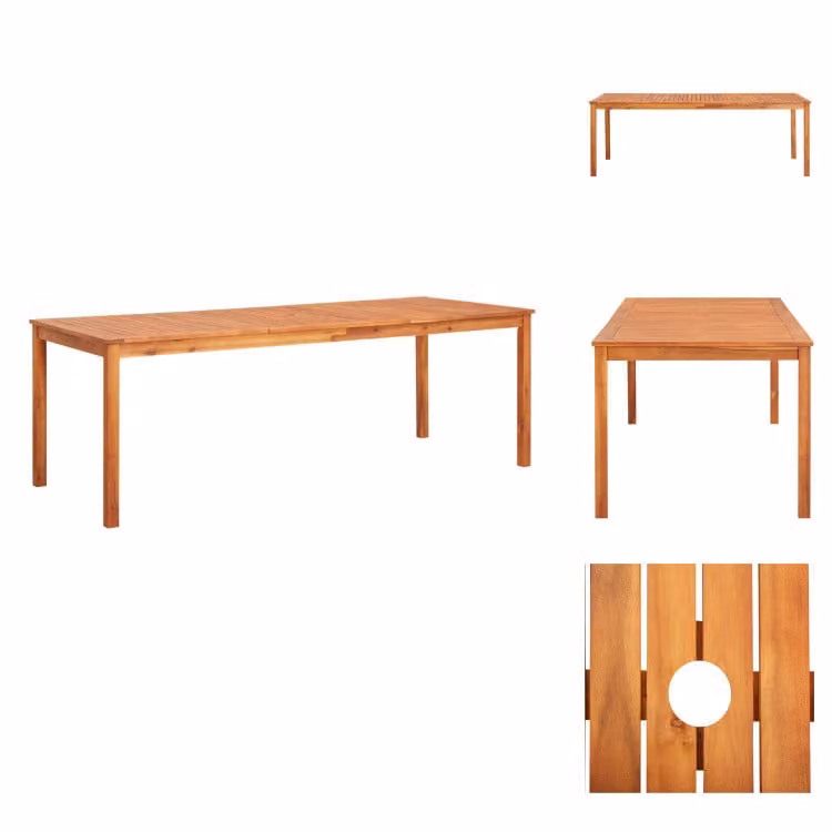 vidaXL Tavolo da giardino 215x90x74 cm in legno massiccio di acacia - Tavoli da giardino
