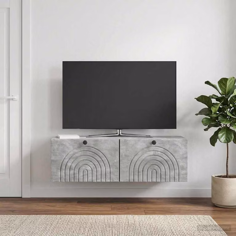 vidaXL Mobile Porta TV da Muro Grigio Cemento L: 98 cm, P: 31 cm, H: 30 cm