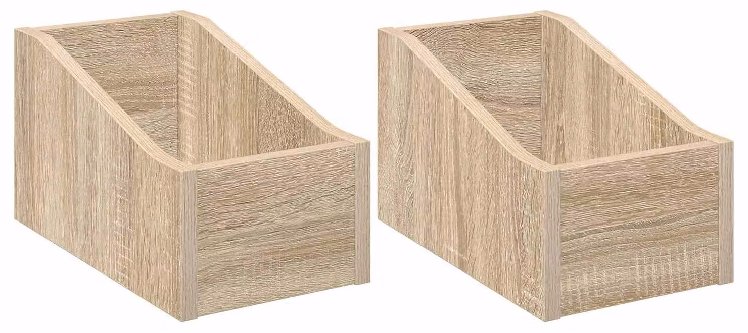 Scatola per dischi in vinile, 2 pezzi, legno impiallacciato in rovere Sonoma, dimensioni 18 x 32 x 18 cm