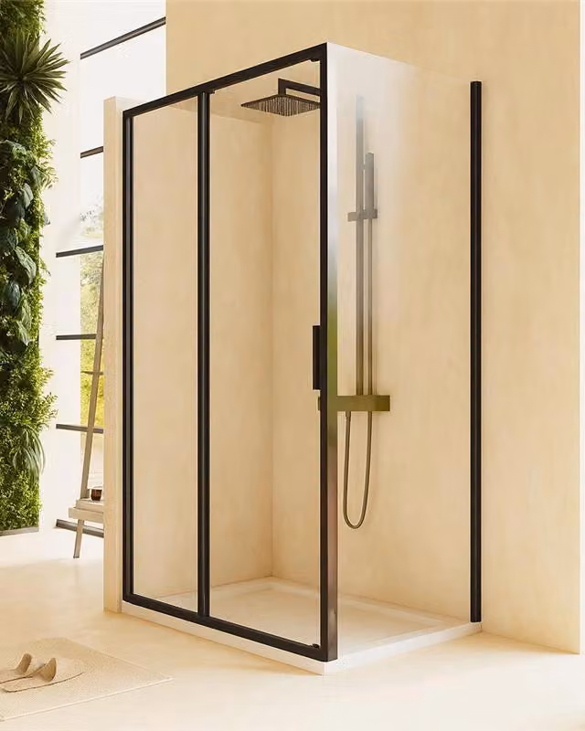 Box doccia 120x70 Rio un anta scorrevole vetro 6 mm trasparente H 195 nero