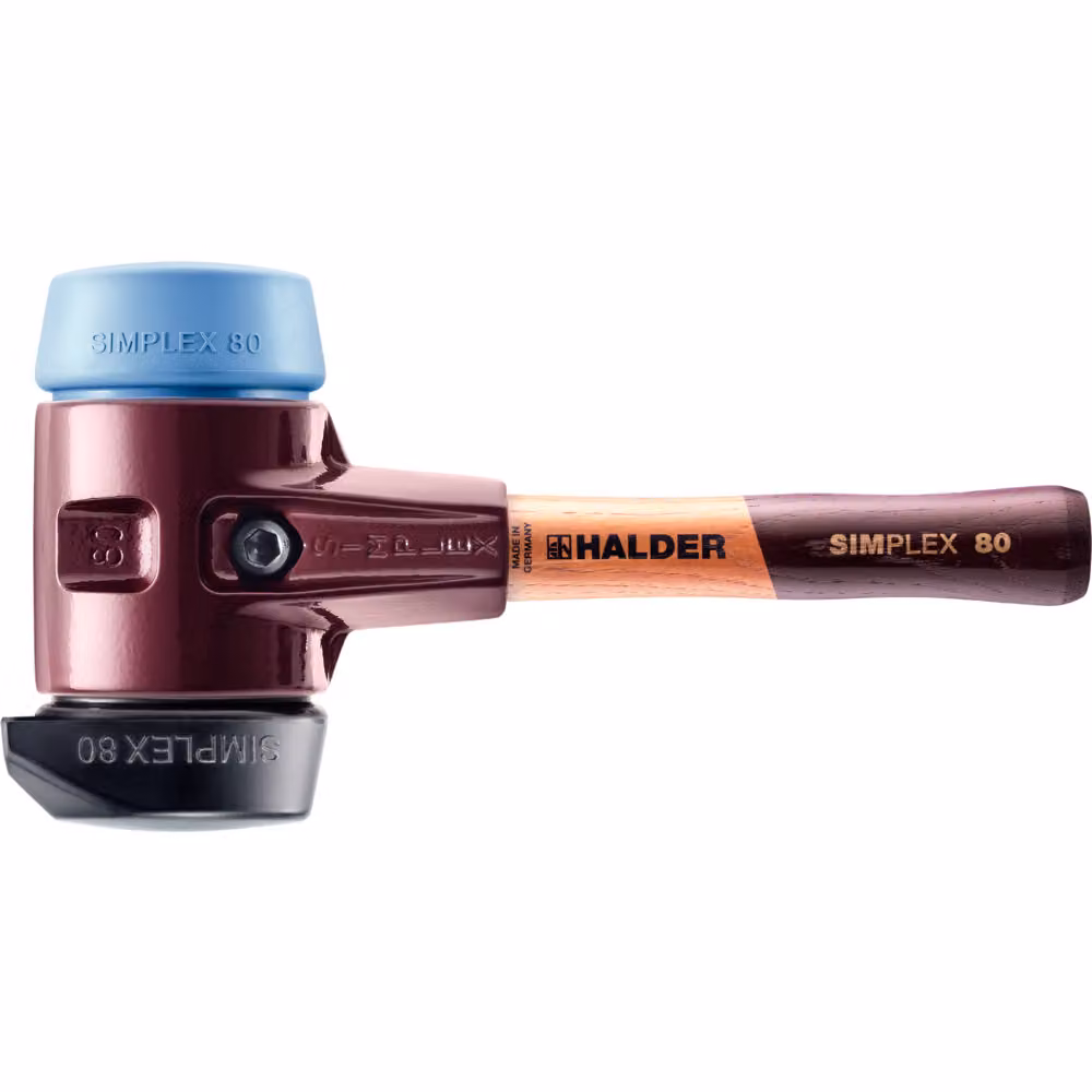 Mazza SIMPLEX soft-face con corpo in ghisa malleabile e manico in legno, Ø 80 / manico 230 mm Composizione in gomma con base / TPE-soft