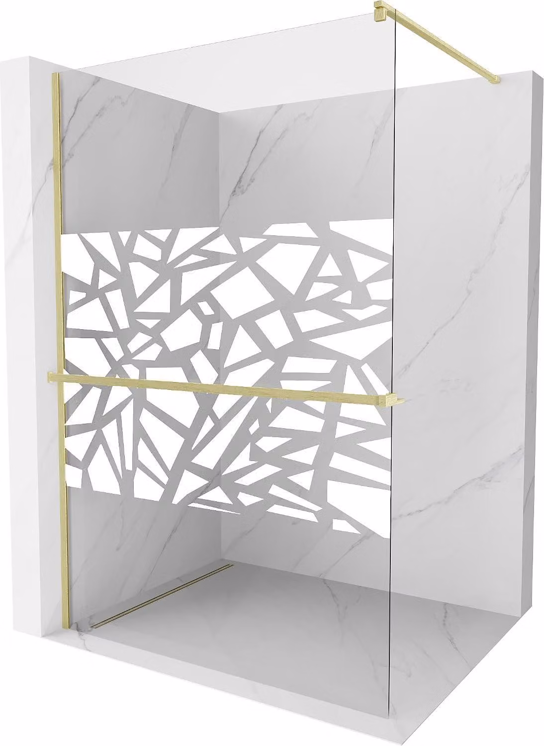 Mexen Kioto+ parete doccia con ripiano Walk-in 70 x 200 cm, motivo bianco, oro spazzolato - 800-070-121-55-85