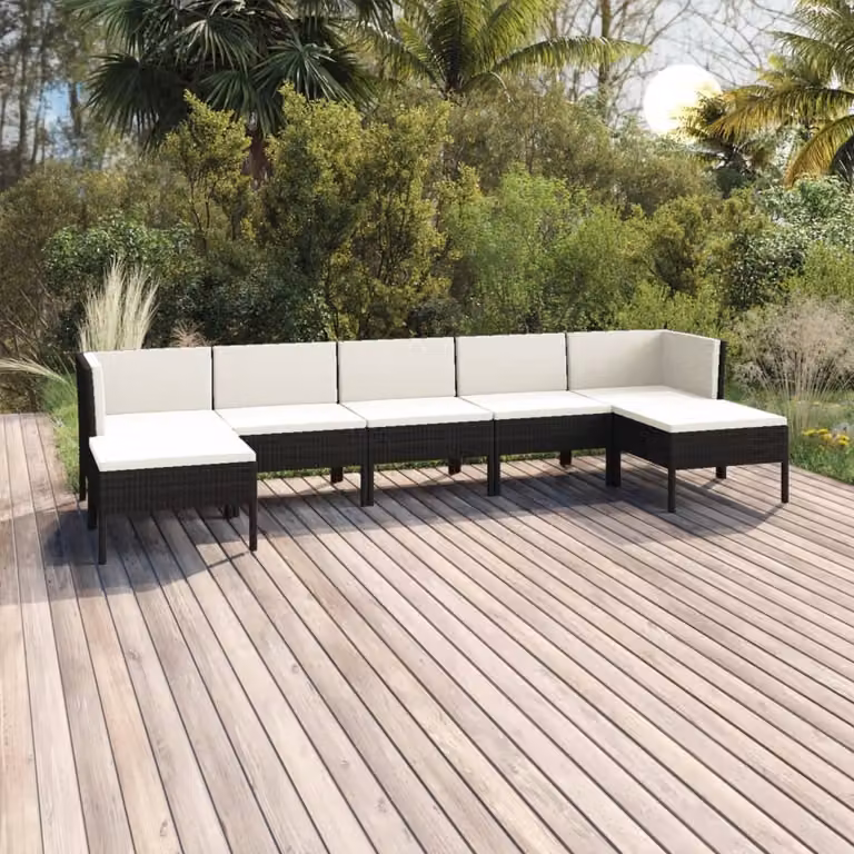 Maison Exclusive - Set da giardino da 7 pezzi con cuscini in rattan sintetico nero