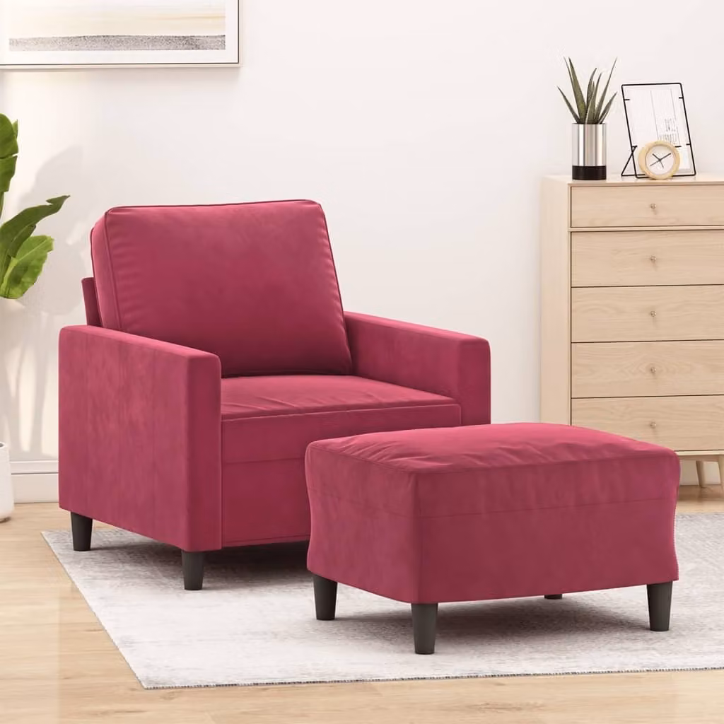 Maison Exclusive - Poltrona con poggiapiedi, rosso vino, 60 cm, velluto