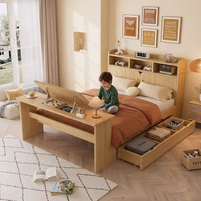 letto singolo legno naturale 140 x 200 cm