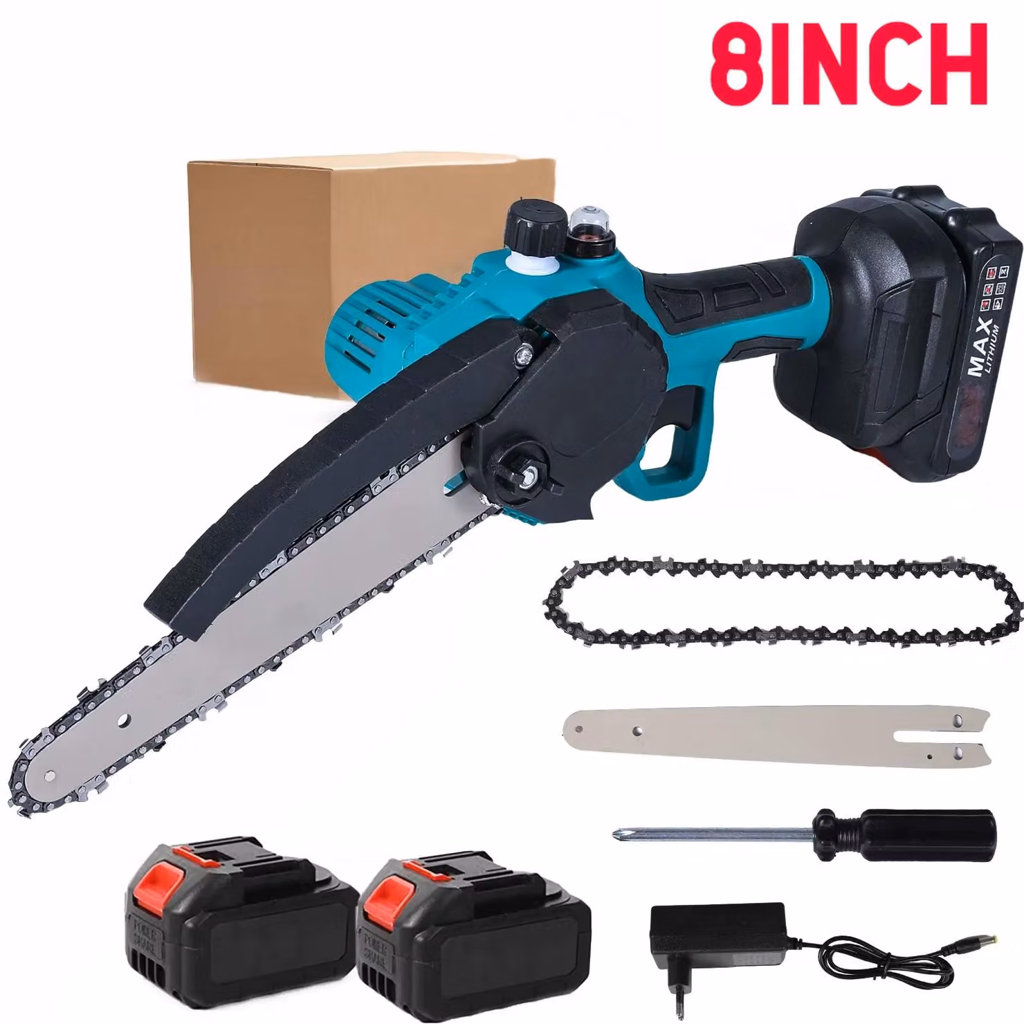 Troncatrice elettrica portatile a batteria - Lame da 20,3 cm - 24 V - 3000 W - 2 batterie - Adatta per il taglio di legno e potatura di alberi