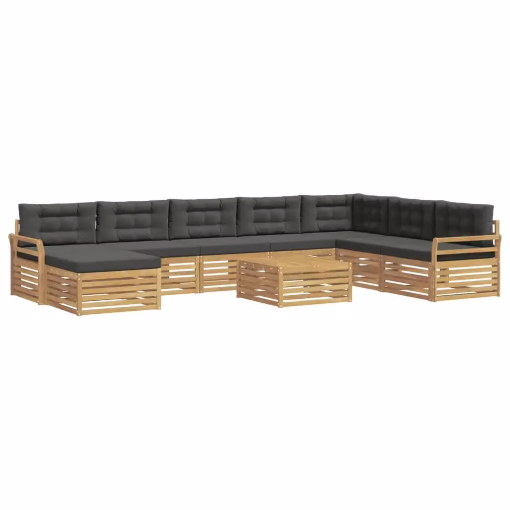 Set di divani da esterno a L vidaXL in legno di acacia con cuscini Bianco e Antracite – 2