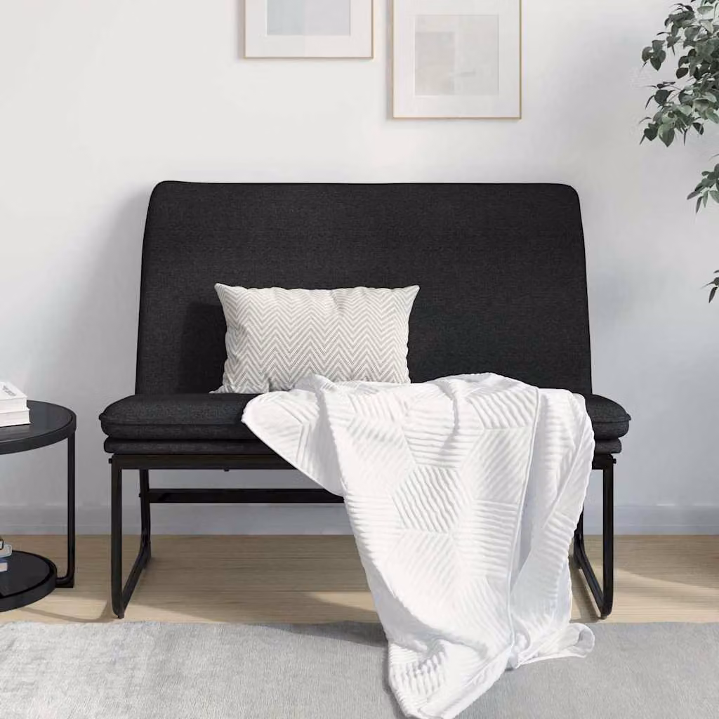 Panca moderna vidaXL in tessuto nero con struttura in metallo e MDF L: 100 cm, P: 75 cm, H: 76 cm