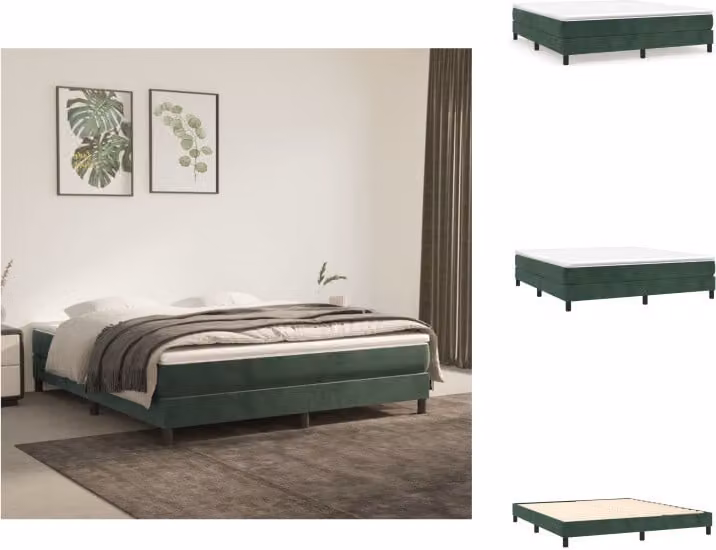 vidaXL Letto a molle con materasso verde scuro 160x200 cm in velluto - Letti e strutture letto