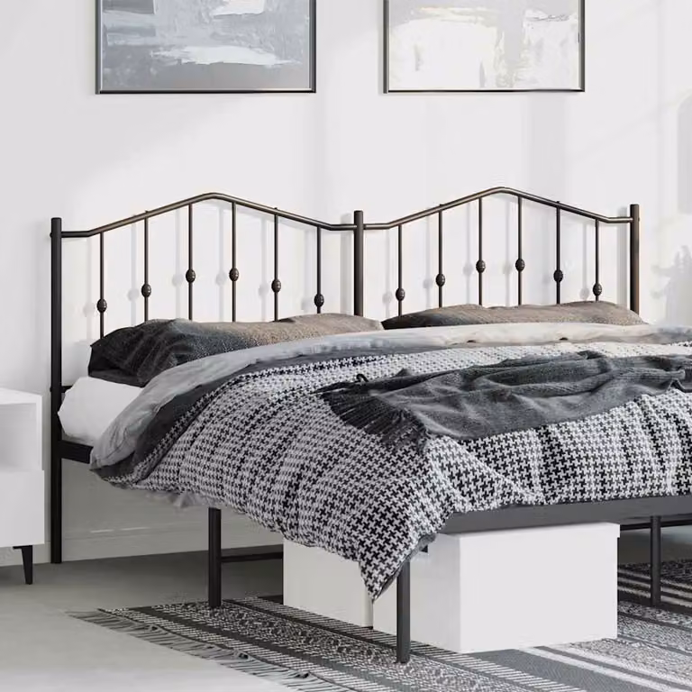 Testiera di ricambio vidaXL in metallo nero laccato, stile classico, L: 198 cm