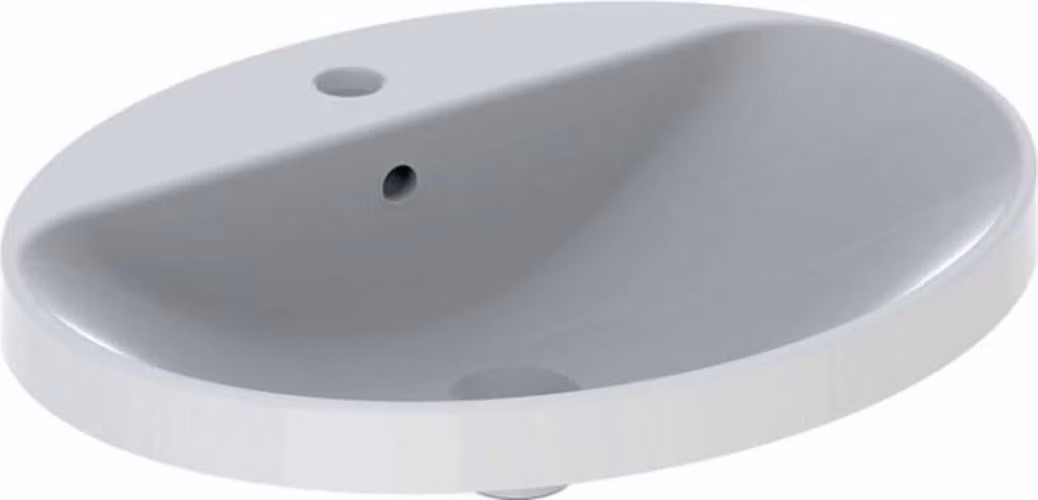 Geberit VariForm lavabo à encastrer ovale, 600x480mm, avec trou pour robinet, avec trop-plein, 500.725.00.2, 500.725.00.2
