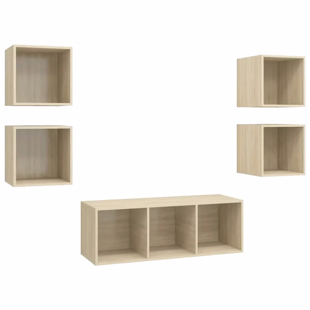 Set Mobili TV 5 Pezzi in Legno Multistrato Rovere Sonoma Marrone per Soggiorno Moderno – 2