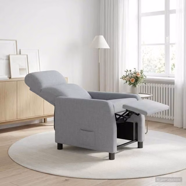 Poltrona reclinabile relax moderna vidaXL in tessuto grigio con braccioli