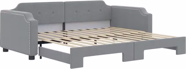 Divano letto | Sof¨¤ letto | Letto singolo Estraibile Grigio Chiaro 100x200 Tessuto