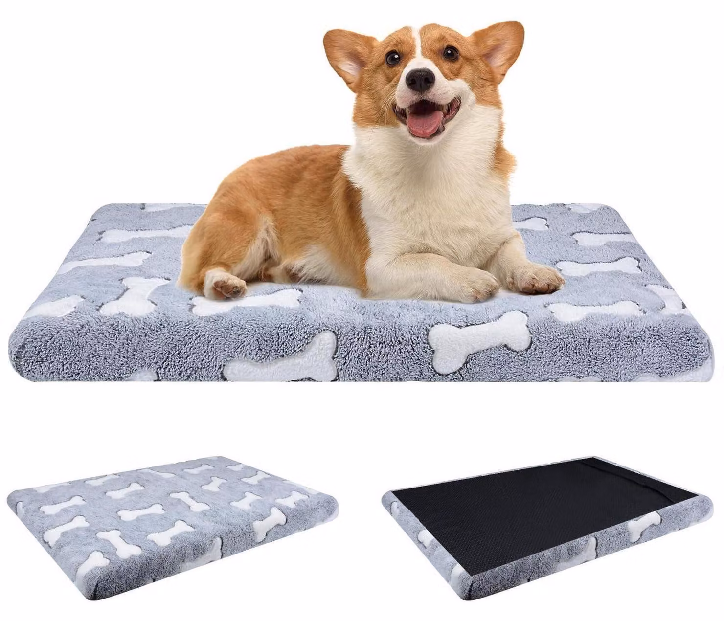 Cuccia per cani, tappetino lavabile con memory foam, base antiscivolo, grigio, 50x40 cm