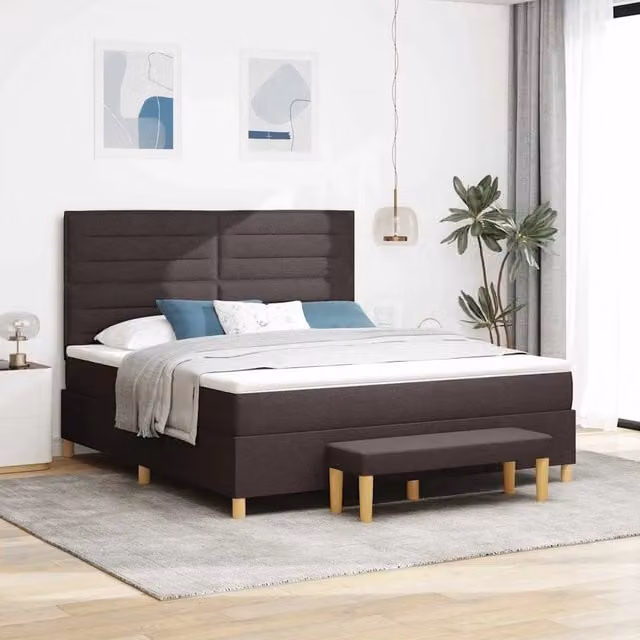 Letto a molle con testiera Marrone Scuro 200 x 180 cm Tessuto 3344243