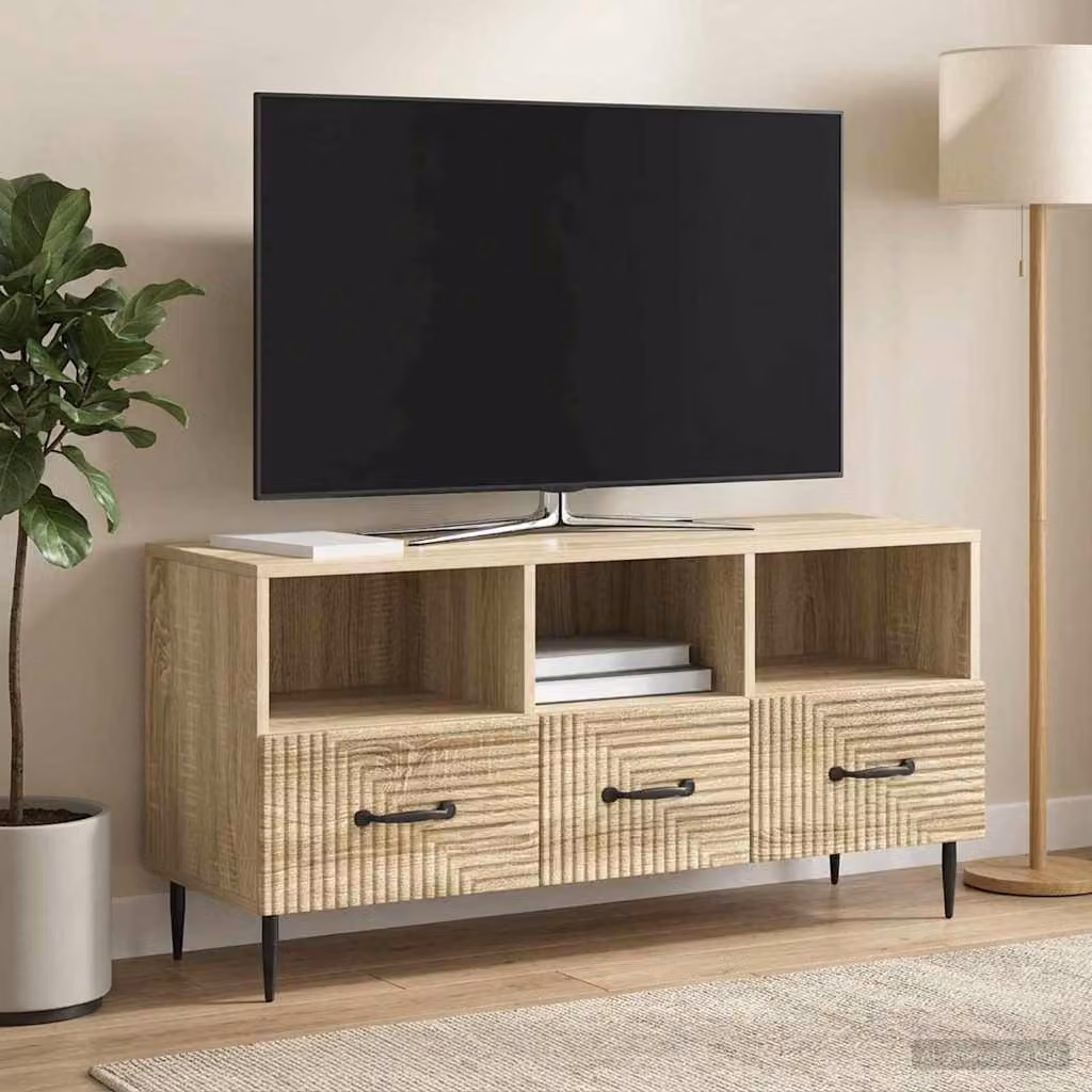 Mobile TV vidaXL in Rovere Sonoma e Metallo, Colore Marrone, L 102 x P 34,5 x H 50 cm