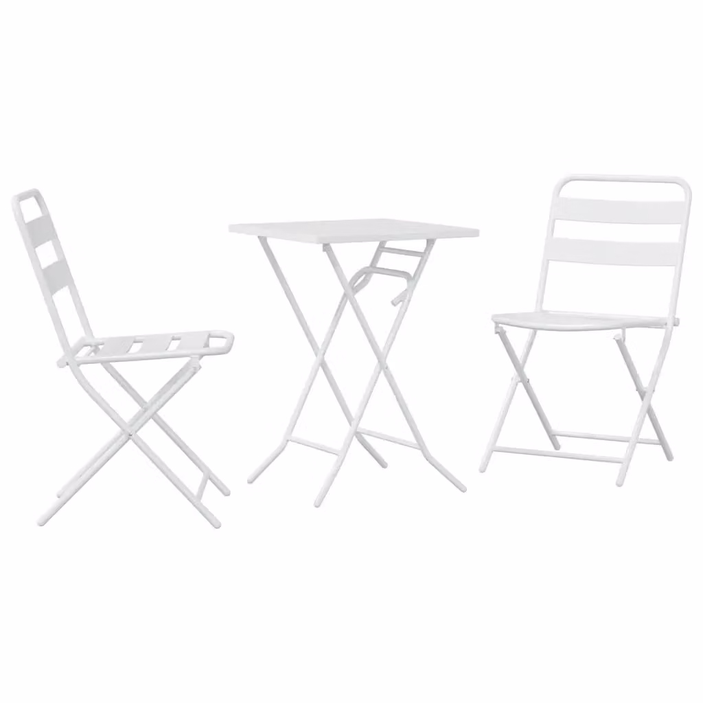 Set Bistro da Giardino Moderno vidaXL in Acciaio Inox Bianco 3 Pezzi – 2