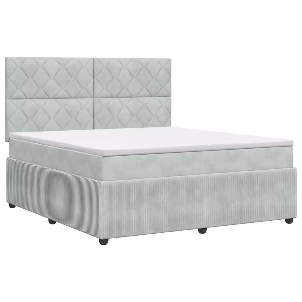 Letto box spring ibrido vidaXL con materasso a molle insacchettate in tessuto grigio e bianco L/P: 140 x 200 cm – 2