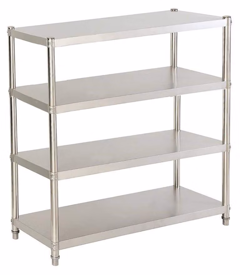 Scaffale portaoggetti a 4 ripiani, acciaio inossidabile - capacità di carico: 50 kg - dimensioni: 121 x 48 x 17 cm
