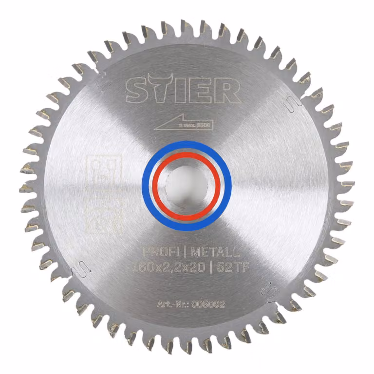 Lama circolare STIER professionale per metallo, 160 x 2,2 x 20 mm, angolo di spoglia -5° negativo, 52 denti temprati, dente piatto trapezoidale
