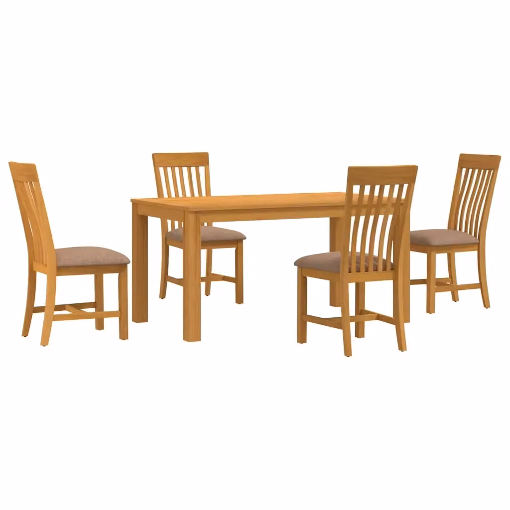 Set da pranzo moderno vidaXL in legno di quercia composto da tavolo rettangolare e 4 sedie, Grigio e Marrone – 2