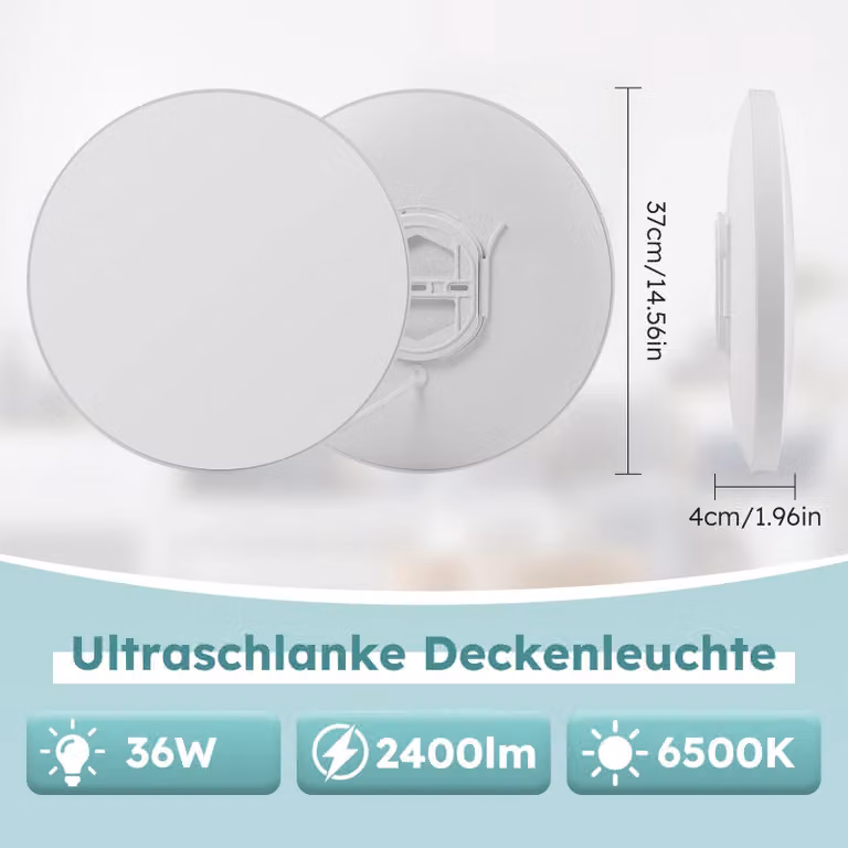 Pannello a LED per soffitto - Lampada da incasso rotonda - 36 W - 6500 K - Confezione da 5 pezzi - Non dimmerabile - 220 V