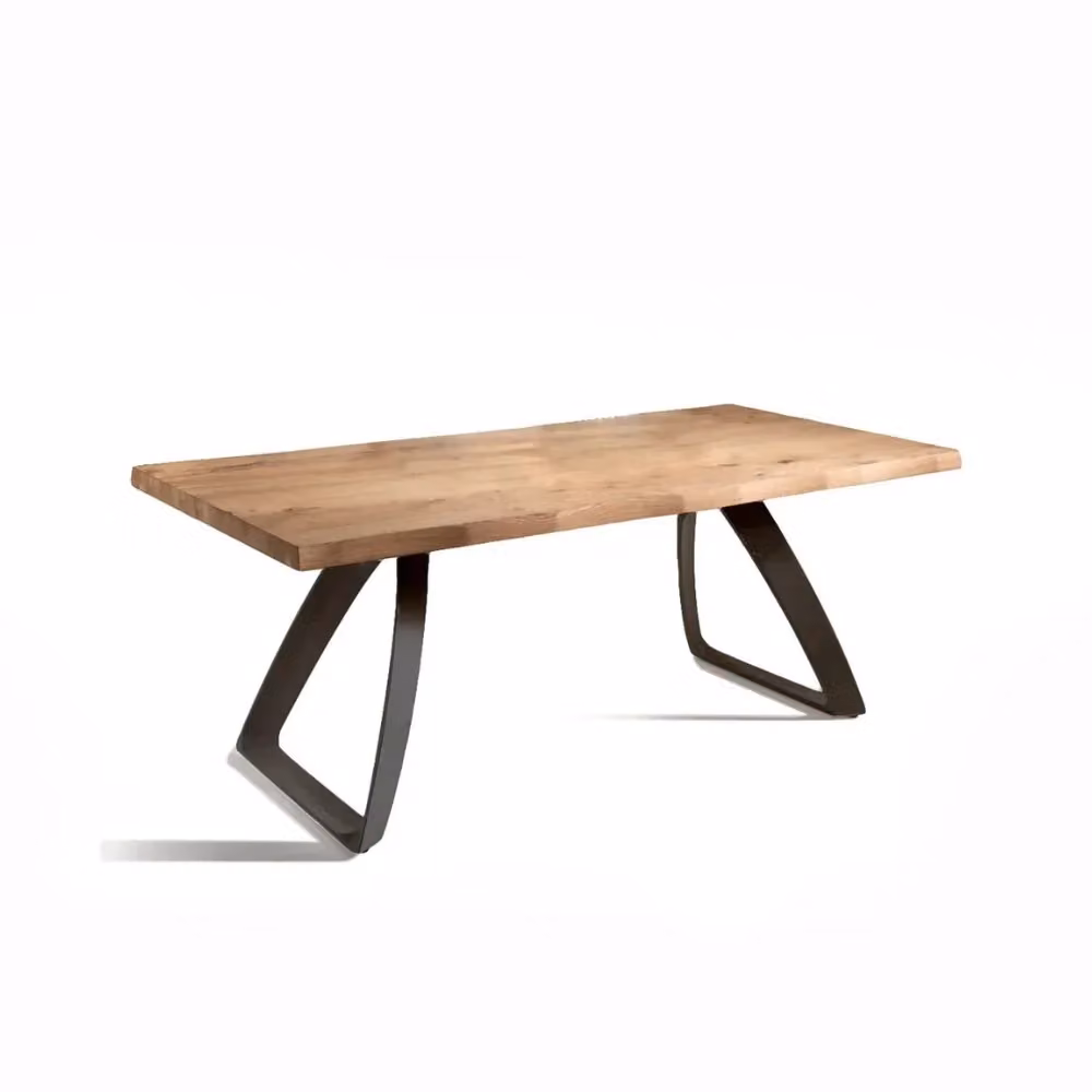 Tavolo da pranzo rettangolare allungabile Timber Duzzle in legno impiallacciato rovere naturale e metallo, L: 200-300 cm x P: 100 cm – 2