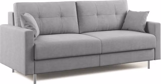 Divano letto matrimoniale Megan Divani.Store in microfibra smacchiabile grigio L: 208 cm, Materasso: 160 x 200 cm