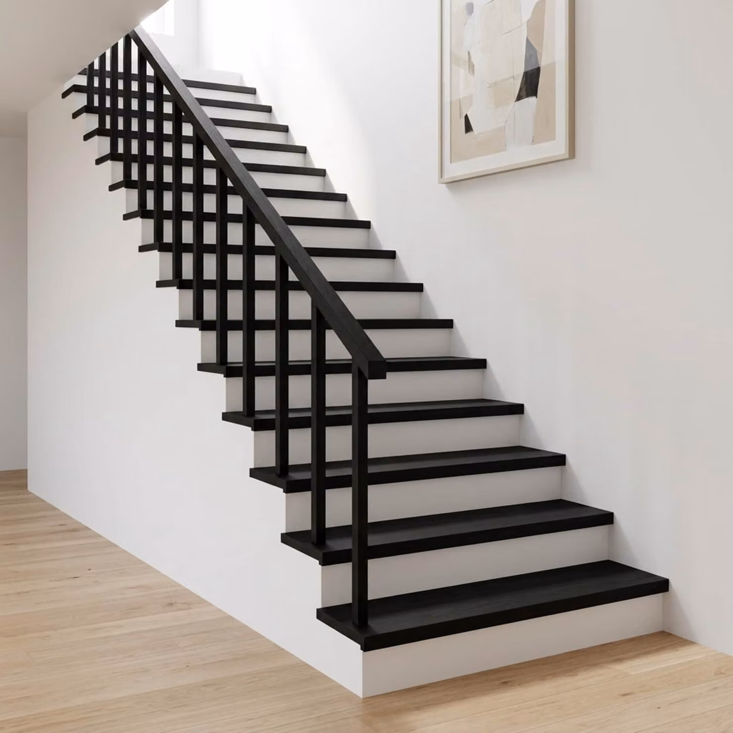 Set di 4 tappeti per scale vidaXL, colore nero, L 100 x P 25 x H 2 cm