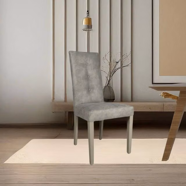 Set di 2 sedie Montecarlo con 3 bottoni in tessuto grigio e struttura in legno per cucina e soggiorno – 1
