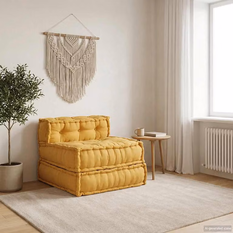 vidaXL Divano Componibile Moderno in Tessuto Giallo L/P/H: 70 x 70 x 54 cm