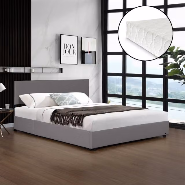 Letto Contenitore Matrimoniale Juva Corium con Materasso in Velluto a Coste Grigio L/P/H: 160 x 200 x 168 cm