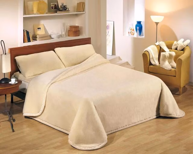 Coperta Pura Lana Merinos Matrimoniale 800gr Cober Basic Beige