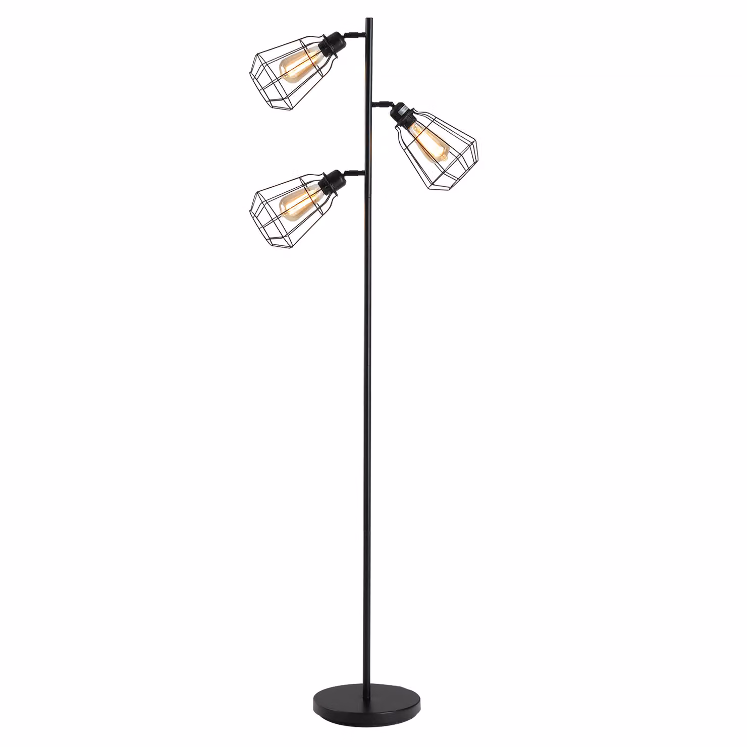 HOMCOM lampada da terra di design industriale 3 lampadine max. 40 W paralume a gabbia in metallo nero