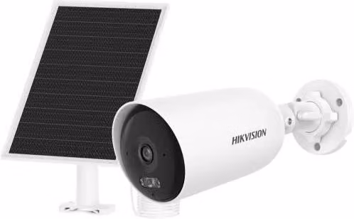 Telecamera IP Hikvision Solare 4MP con Ottica Fissa 4mm, Smart Hybrid Light, Wi-Fi e Connettività Cellulare, Colore Bianco, DS-2CFS04/4G