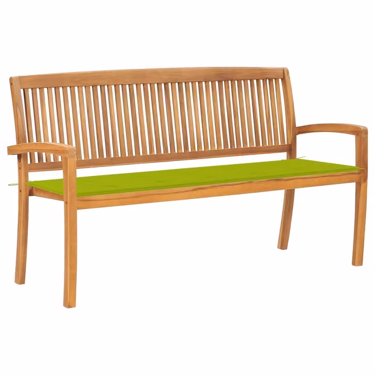 Panca da giardino impilabile con cuscino 159 cm in teak massiccio