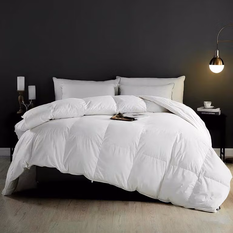 Copertura per letto, dimensioni 240x260 cm, adatta per tutte le stagioni, imbottitura in misto piumino e piume, cotone egiziano