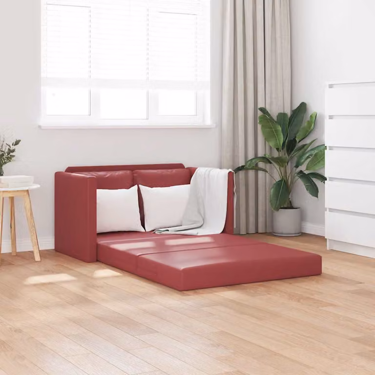 vidaXL Divano Letto 2 in 1 in Similpelle Rosso, L: 112 cm, P: 174 cm, H: 55 cm